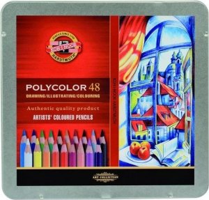 Koh-i-noor pastelky umělecké POLYCOLOR kreslířská sada 48 ks v plechové krabičce