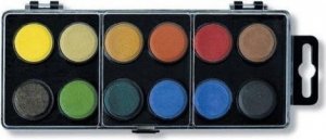 Koh-i-noor vodové barvy/vodovky obdélník černý 12 barev o průměru 22,5 mm