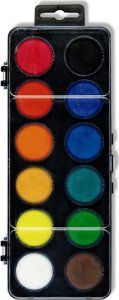 Koh-i-noor vodové barvy/vodovky obdélník černý 12 barev o průměru 30 mm