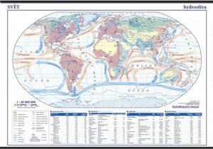Svět - hydrosféra - školní nástěnná mapa 1:28 mil./136x96 cm
