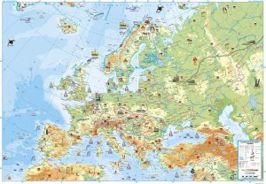AKN Dětská nástěnná mapa Evropy lamin. v tubusu