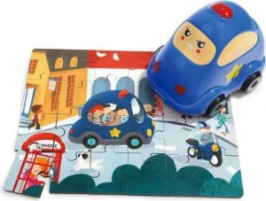 Puzzle Policejní auto, dřevěné s hračkou