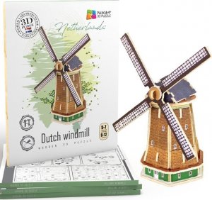 Dřevěné 3D puzzle - Holandský větrný mlýn