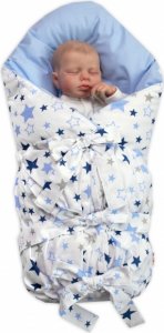 Náhradní povlak na péřovou zavinovačku MAXI LALLY Baby Nellys,Hvězdičky,85x85cm,modrý/bílý
