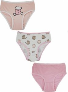 Dívčí bavlněné kalhotky, Cat - 3ks v balení, růžovo/bílé, vel. 122/128 cm