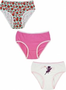 Dívčí bavlněné kalhotky, Strawberry- 3ks v balení, růžovo/bílé