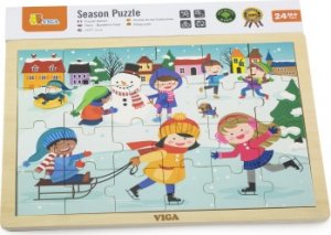 Dřevěné puzzle 24 dílků - zima