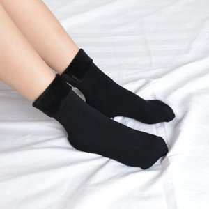 Hřejivé ponožky s kožíškem - černé