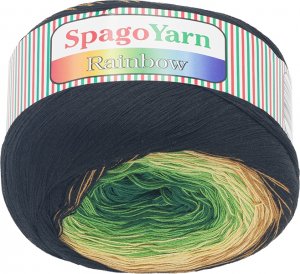 Příze SpagoYarn Rainbow - 250g / 1000 m - hnědá, béžová, zelená