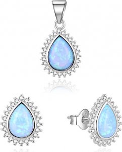 Půvabná souprava šperků s modrými opály AGSET231L (přívěsek, náušnice)