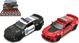 Auto Kinsmart Chevrolet Camaro policie/hasiči 12cm kov/plast 2 barvy na zpětné nataže