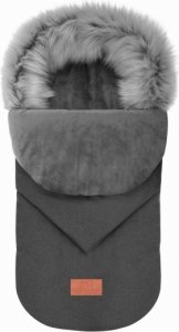 Dětský zimní fusak s kožešinkou 95 x 50 cm, nepromokavý, šedý