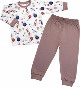 Dětské pyžamo 2D sada, triko + kalhoty, Cosmos, Mrofi, béžová/bílá, vel. 104