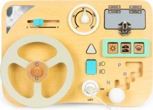 Dřevěná manipulační deska s volantem Eco Toys, přírodní