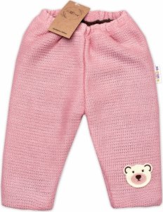 Oteplené pletené kalhoty Teddy Bear, Baby Nellys, dvouvrstvé, růžové, vel. 80/86