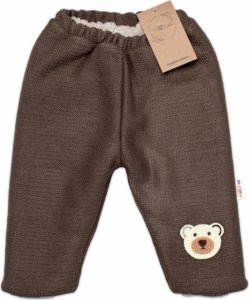 Oteplené pletené kalhoty Teddy Bear, Baby Nellys, dvouvrstvé, hnědé, veľ. 80/86