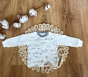 Novorozenecká bavlněná košilka, kabátek, Mamatti, Město - bílo/šedá, vel. 62
