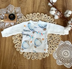 Novorozenecká bavlněná košilka, kabátek, Mamatti, Balón - bílá, vel. 62