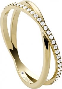 Elegantní pozlacený prsten s krystaly JF03752710, 59 mm