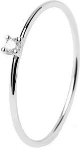 Minimalistický stříbrný prsten se zirkonem White Solitary Essentials AN02-156, 50 mm