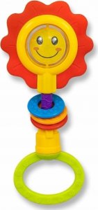 Senzorická hračka chrastítko s kousátkem Flower, červená