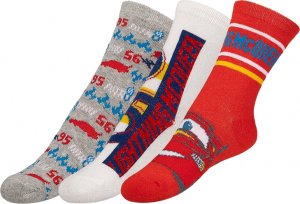 Ponožky dětské Auta - sada 3 páry - 27-30 - bílá, červená, oranžová, modrá, šedá