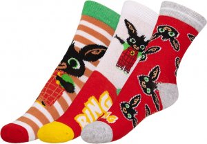 Ponožky dětské Bing - sada 3 páry - 19-22 - červená, zelená, žlutá