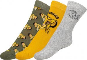 Ponožky dětské Lví král - sada 3 páry - 23-26 - khaki, šedá, žlutá