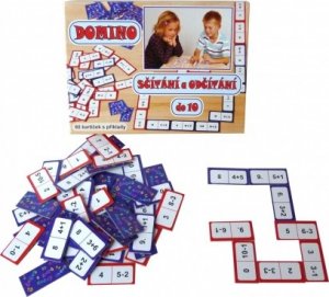 Domino sčítání a odčítání do 10 společenská hra 60ks