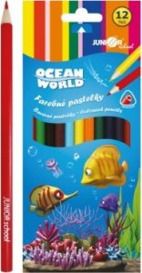 Pastelky barevné dřevo Ocean World trojhranné 12 ks 12ks