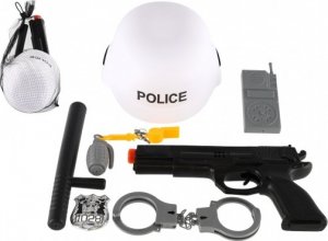 Sada policie SWAT helma+pistole na setrvačník s doplňky plast