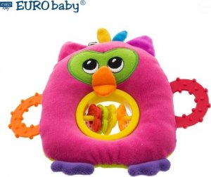 Euro Baby Plyšová hračka s kousátkem a chrastítkem - Sovička - růžová