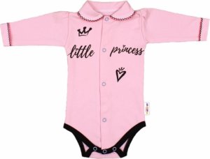Baby Nellys Body dlouhý rukáv s límečkem,vel. 68, růžové - Little Princess