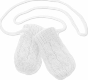 Zimní pletené kojenecké rukavičky se vzorem - bílé, Baby Nellys, vel. 56/68