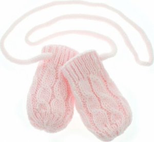 Zimní pletené kojenecké rukavičky se vzorem - sv. růžové, Baby Nellys, vel. 56/68