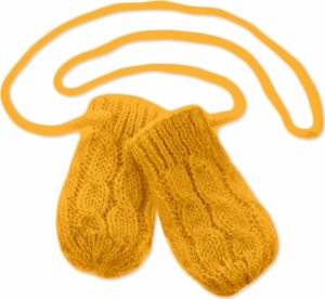 Zimní pletené kojenecké rukavičky se vzorem - hořčicové, Baby Nellys