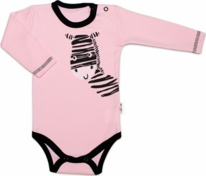 Baby Nellys Body dlouhý rukáv, růžové, Zebra, vel. 74