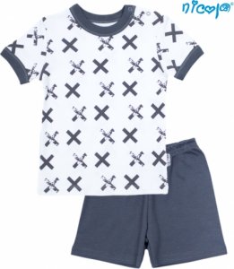 Dětské pyžamo krátké Nicol, Rhino - bílé/grafit, vel.122