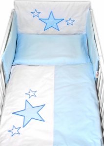 Baby Nellys Mantinel s povlečením Baby Stars - modrý, vel. 135x100 cm