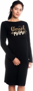 Be MaaMaa Těhotenská, kojící noční košile Blessed Mama - černá