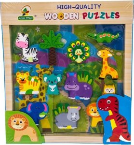 Dřevěné zábavné puzzle vkládací Euro Baby - Jungle