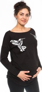 Be MaaMaa Těhotenské triko, mikina Kolibri - černé, vel. XL