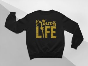KIDSBEE Moderní dětská dívčí mikina Princess Life - černá, vel. 110