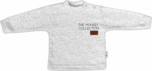 Baby Nellys Bavlněné tričko dlouhý rukáv Monkey - sv. šedý melírek, vel. 74