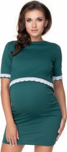 Be MaaMaa Těhotenské, kojící šaty, krátký rukáv - zelená, vel. L/XL