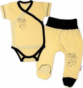 Baby Nellys 2-dílná sada body kr. rukáv + polodupačky, žlutá - Baby Little Star