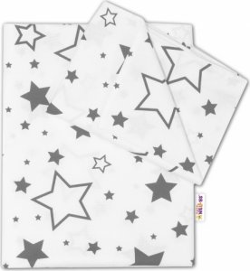 Baby Nellys 2-dílné bavlněné povlečení - Šedé hvězdy a hvězdičky - bílý, 135x100 cm