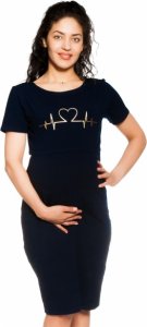 Be MaaMaa Těhotenská, kojící noční košile Heartbeat - granátová, vel. L/XL