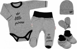 Baby Nellys 5-ti dílná soupravička do porodnice Little Princess - šedá