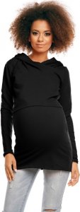 Be MaaMaa Těhotenské/kojící triko s kapucí - černé, vel. L/XL